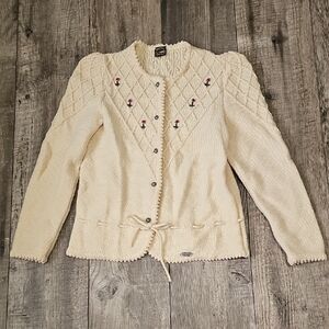 Chiemsee Vintage Pure New Wool Embroided Cardigam Sweater